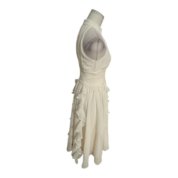 SINCETHEN Timeless Sleeveless Cream Ruffled Tiered Maxi Midi Dress S XS Bridal - Picture 14 of 16